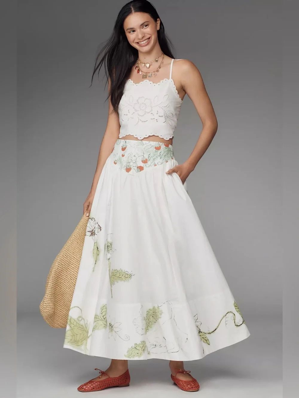 SwanโGossip x Anthropologie Basque-Waist Maxi Skirt Size 4